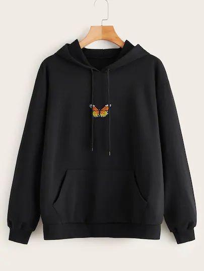 3D Mini Butterfly Hoodie Black