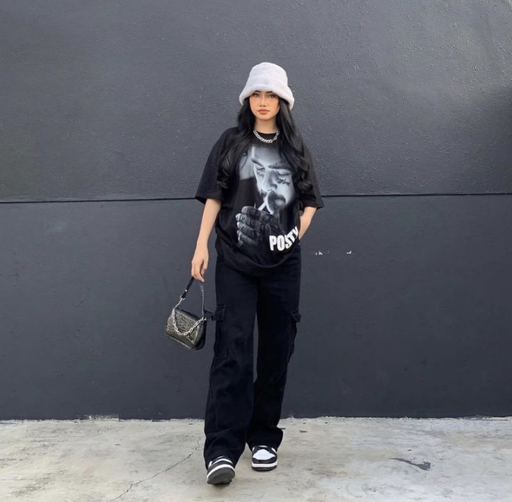 Monochrome Muse Streetwear Set – Graphic Tee & trouser combo