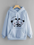 Sky Blue Cute Bear Graphic Hoodie
