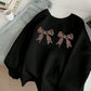 Black Twin Leopard Bows Oversized Sweatshirt