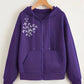 Floral Embroidered Zipper Hoodie – Violet Purple