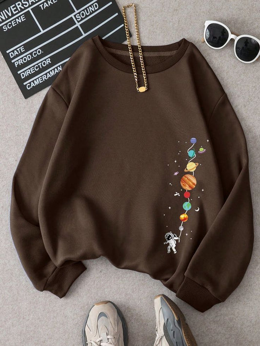 Brown planets Graphic Sweatshirt