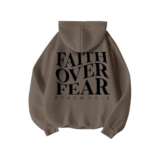 Khaki Faith Over Fear Hoodie