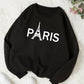 Black Paris Eiffel Tower Print Sweatshirt
