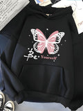 Be Yourself Butterfly Black Hoodie