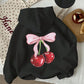 Black Cherry Bow Graphic Hoodie