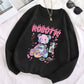Black Cartoon Teddy Bear Graphic Sweatshirt