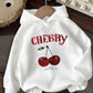 White Cherry Print Hoodie