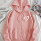 Pink Zip-Up Hoodie with White Heart Print