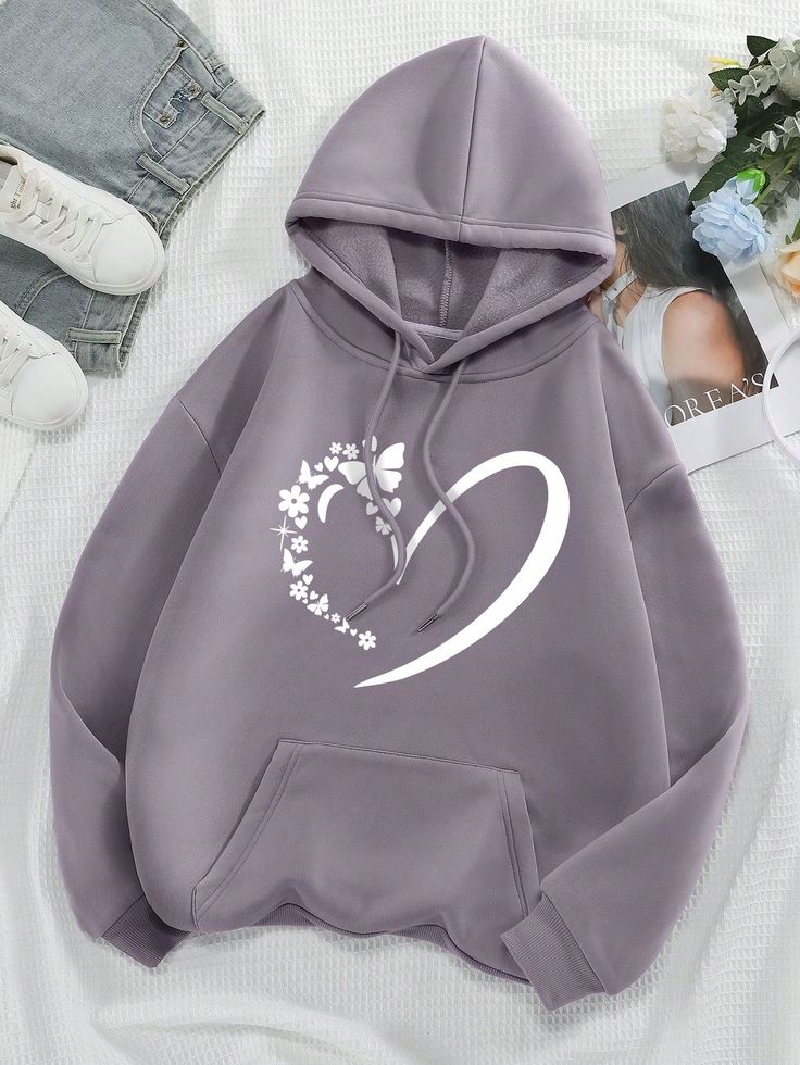 Heart in Bloom Hoodie – Lavender Purple
