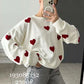 White Oversized Sweatshirt with Red Hearts