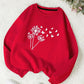Red Dandelion Birds Print Sweatshirt