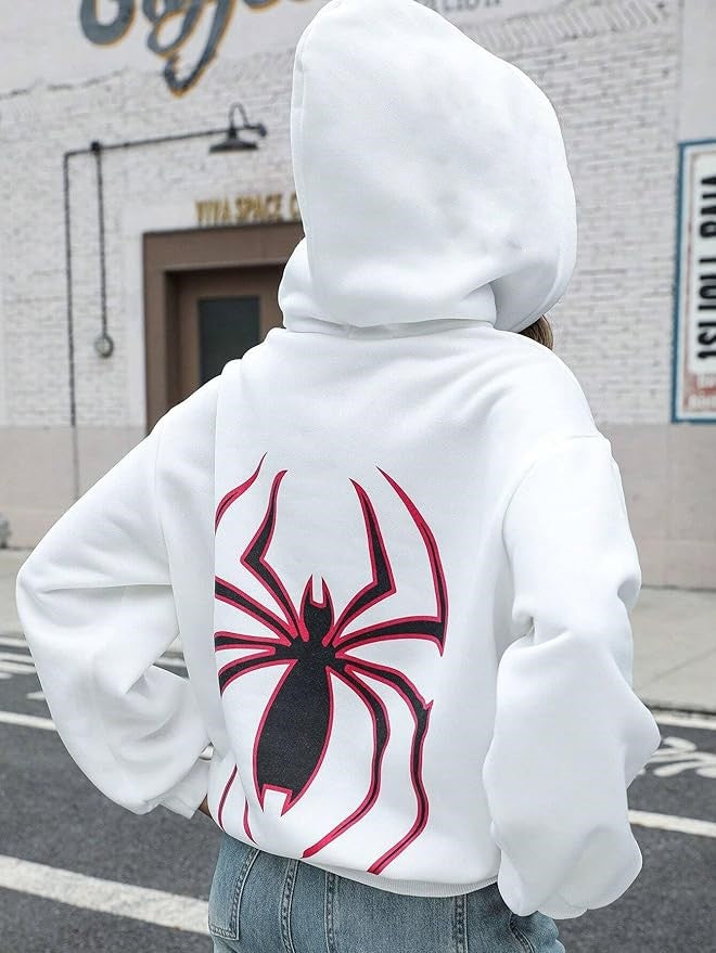 Dark Spider Web Zipper Hoodie – GothicWhite