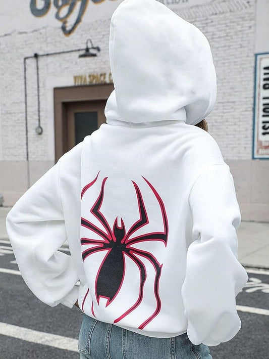 Dark Spider Web Zipper Hoodie – GothicWhite