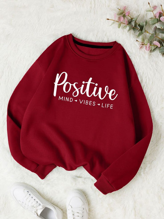 Red "Positive Mind Vibes Life" Sweatshirt