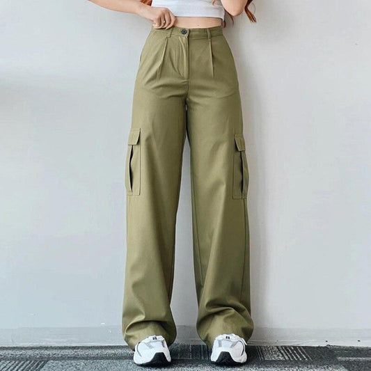 Military Green High Waist Cargo Jeans