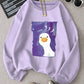 Purple Penguin Print Graphic Sweatshirt