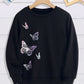 Black Butterfly Print Sweatshirt