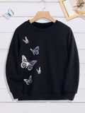 Black Butterfly Print Sweatshirt