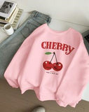 Cherry Print Pink Sweatshirt