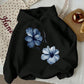 Blue Floral Black Hoodie