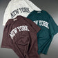 New York Statement Tees – White, brown & Teal