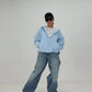 Sky Blue Zipper Hoodie