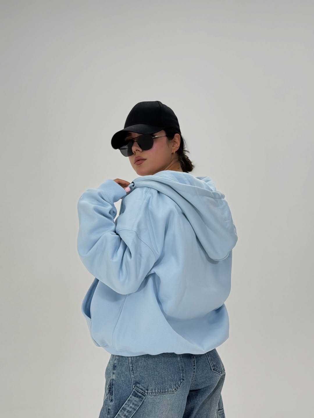 Sky Blue Zipper Hoodie