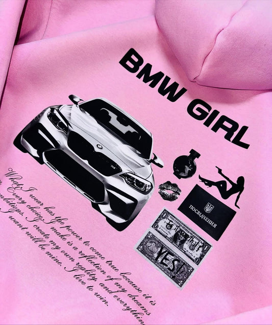 Pink Hoodie – BMW Girl Design with Car Graphic