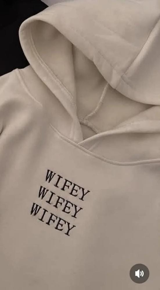 Beige Hoodie – Wifey Wifey Minimalist Text Print