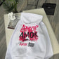 White Hoodie – ‘Amor Amour’ Red Graffiti Style Print