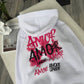 White Hoodie – ‘Amor Amour’ Red Graffiti Style Print