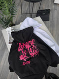 Black Hoodie – ‘Amor Amour’ Artistic Graffiti Print