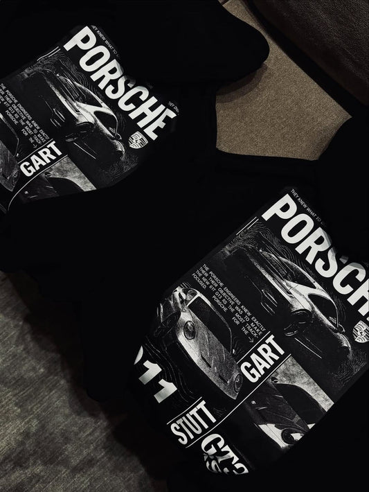 Black Hoodie – Porsche Sport Car Graphic Design