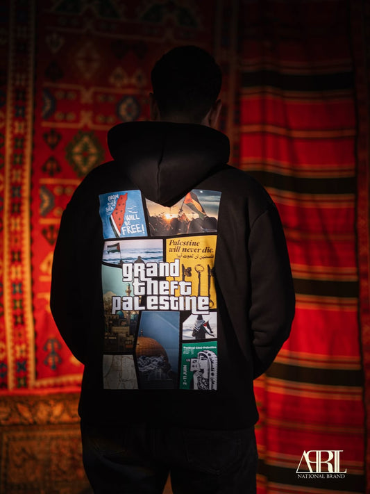 Black Hoodie – Free Palestine Graphic Design (Back Print)