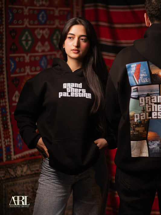 Black Hoodie – Free Palestine Minimalist Front Print