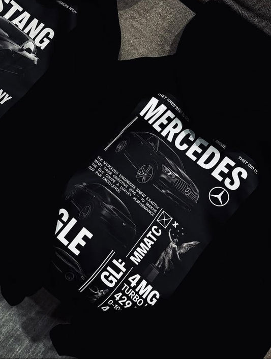 Black Hoodie Mercedes Car Graphic Print