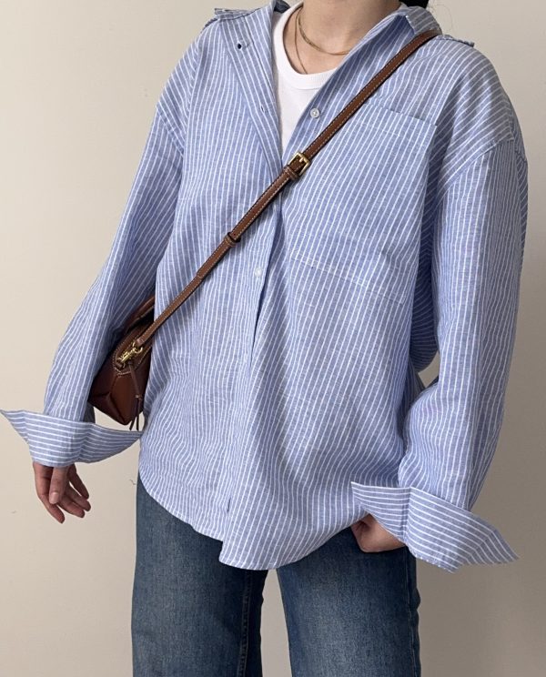 ZODIC Striped Button-Down Shirt with Crop Top & Pants 3-piece & 2-piece set