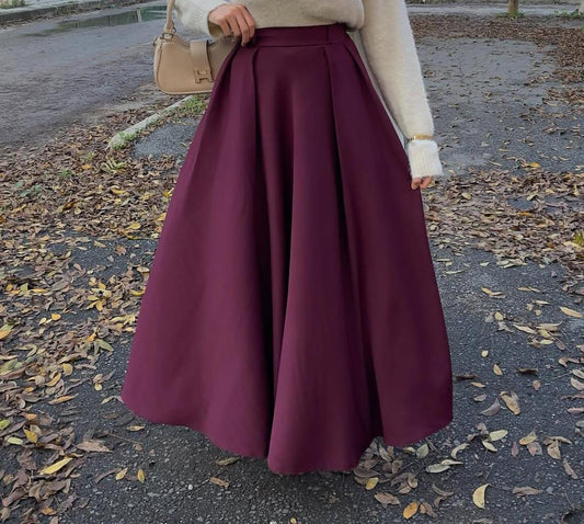 Burgundy pleated skirt