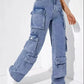 Classic Blue Multi-Pocket Cargo Denim
