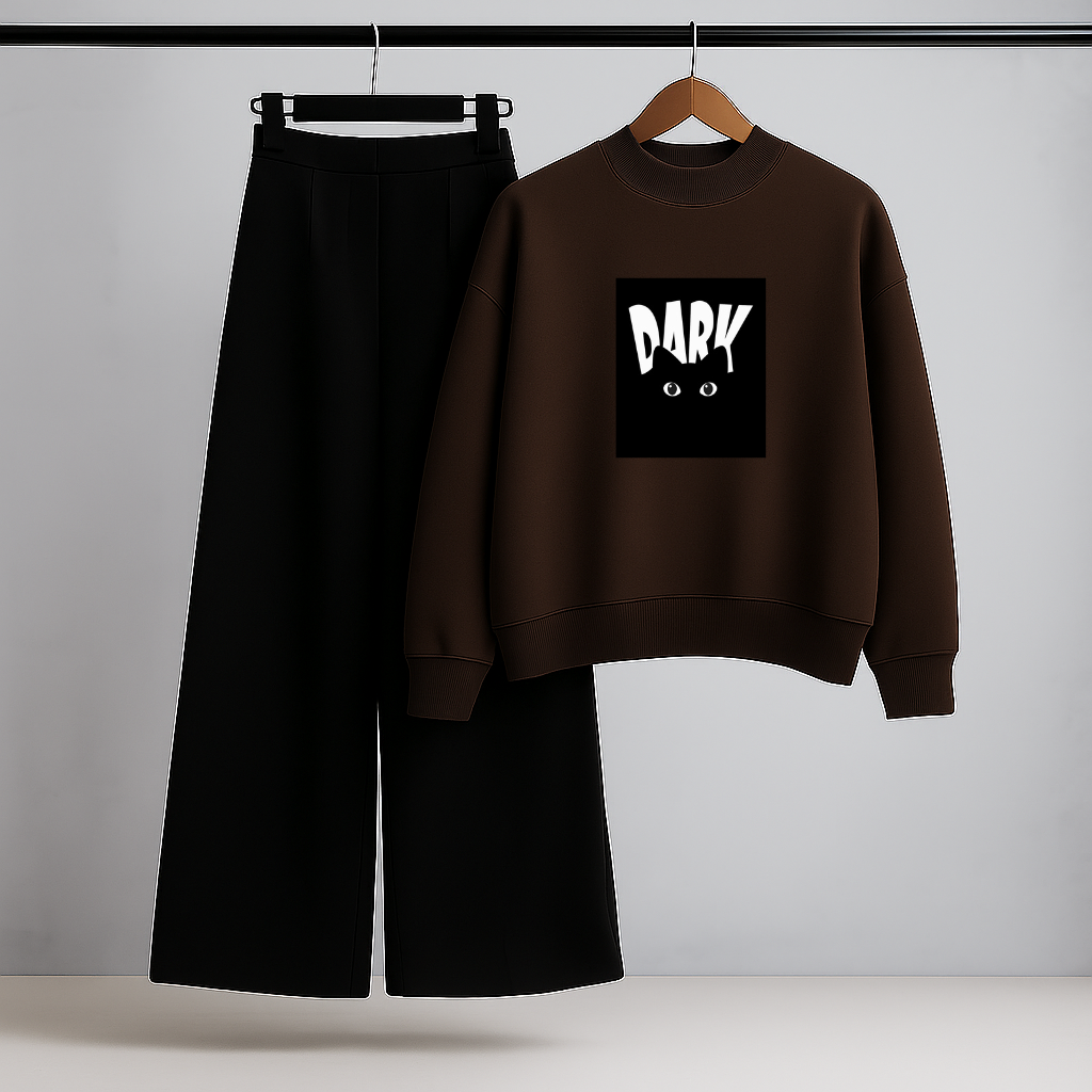 Cat Dark Soul Brown Sweatshirt & Trouser Combo