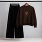 Pink Bow Brown Sweatshirt & Trouser Combo