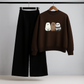 We Bear Bear Brown Sweatshirt & Black Trouser Set