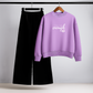 Enough Script Lilac Sweatshirt & Black Trouser Set