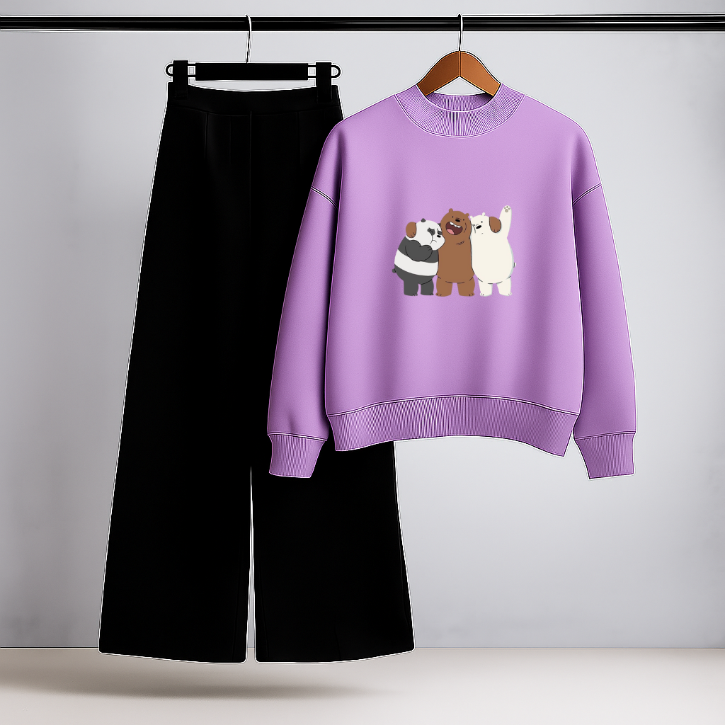 We Bear Bear Squad Lilac Sweatshirt & Trouser Combo