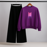 BTS Logo Purple Sweatshirt & Trouser Set