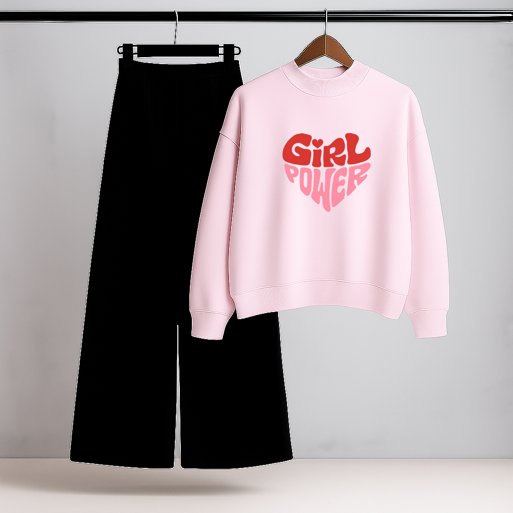 Girl Power Pink Sweatshirt & Trouser Set