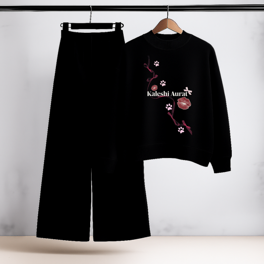 Kaleshi Aurat Black Sweatshirt & Trouser Combo