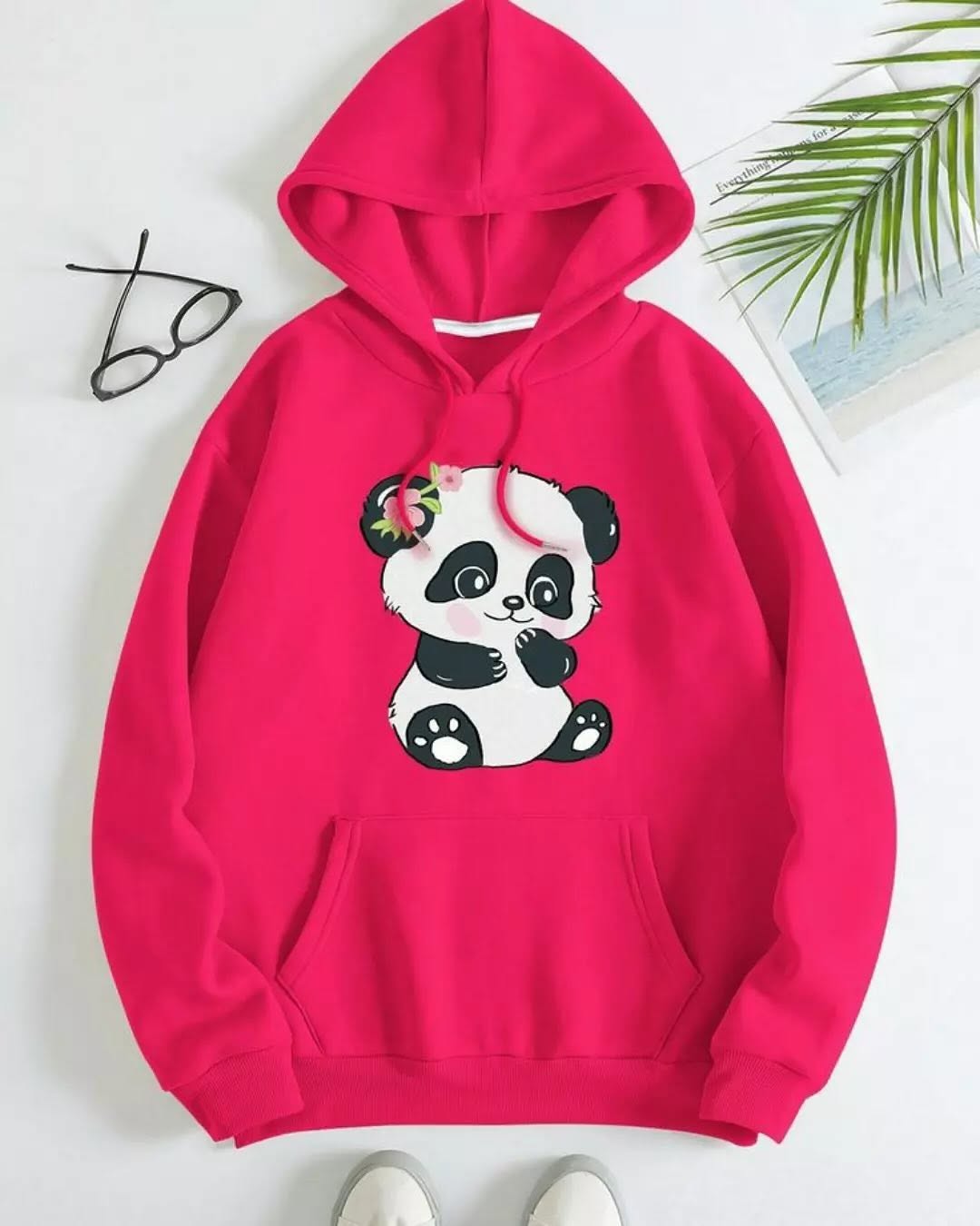 Cute Panda Dark Pink Hoodie