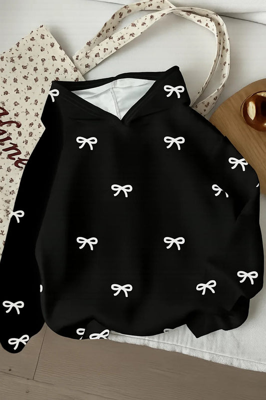 Black Bow Print Hoodie